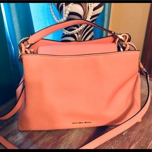 *Sold*Michael Kors coral and gold satchel